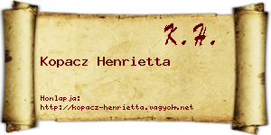 Kopacz Henrietta névjegykártya